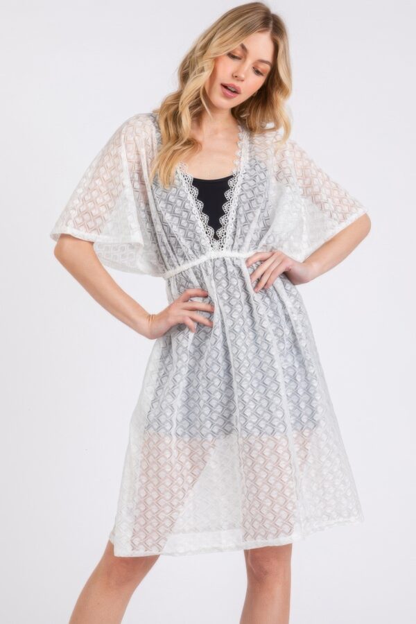 V-Neck Crochet Lace Cover-Up – Lightweight Beach Layer