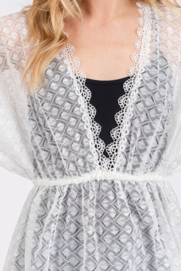 V-Neck Crochet Lace Cover-Up – Lightweight Beach Layer