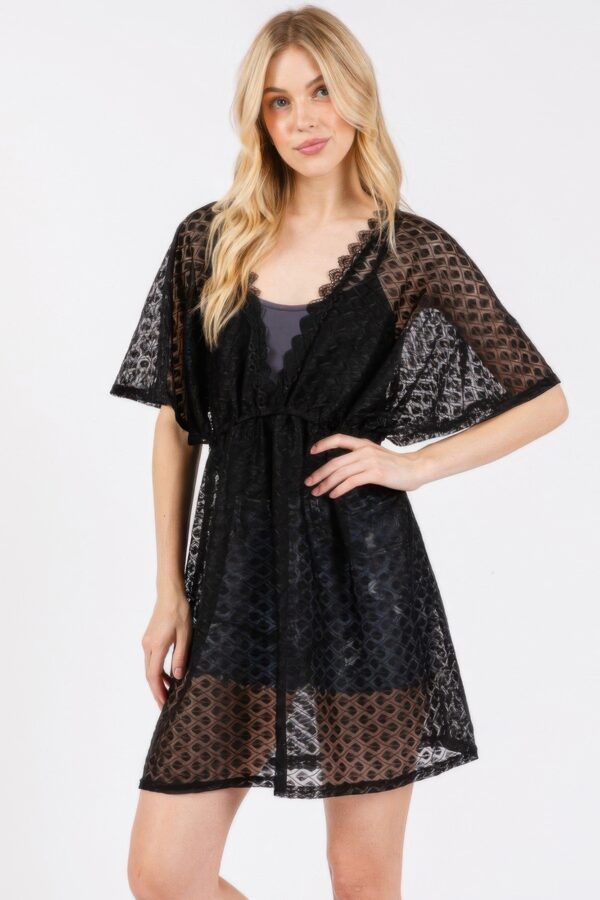 V-Neck Crochet Lace Cover-Up – Lightweight Beach Layer