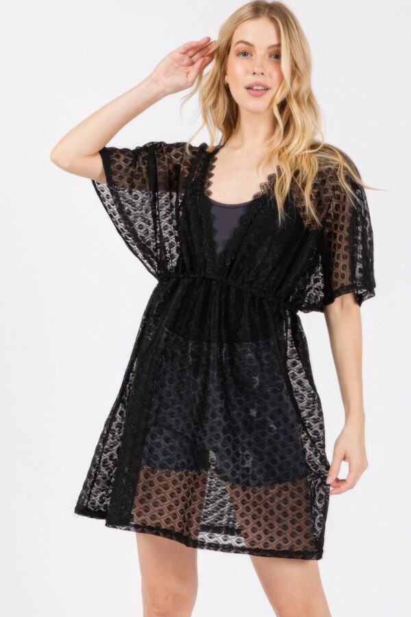V-Neck Crochet Lace Cover-Up – Lightweight Beach Layer