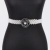 Flower Faux Pearl Elastic Belt – PVC Floral Accent