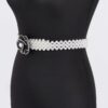 Flower Faux Pearl Elastic Belt – PVC Floral Accent