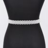 Flower Faux Pearl Elastic Belt – PVC Floral Accent