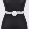 Flower Faux Pearl Elastic Belt – PVC Floral Accent
