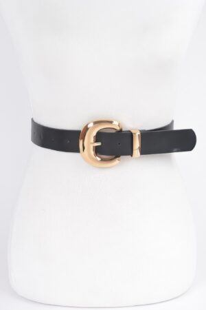 PU Faux Leather Belt with Metal Buckle – Streamlined Style
