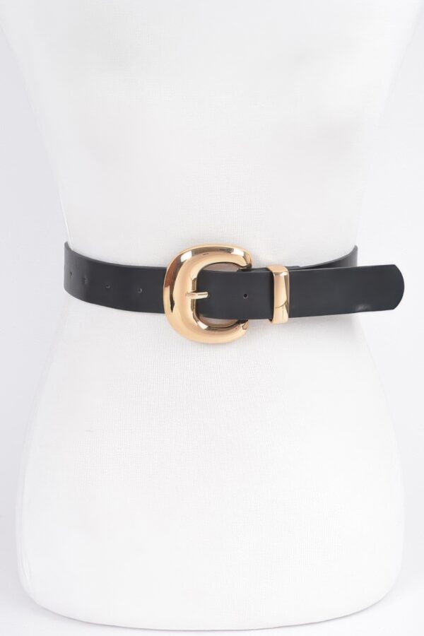 PU Faux Leather Belt with Metal Buckle – Streamlined Style