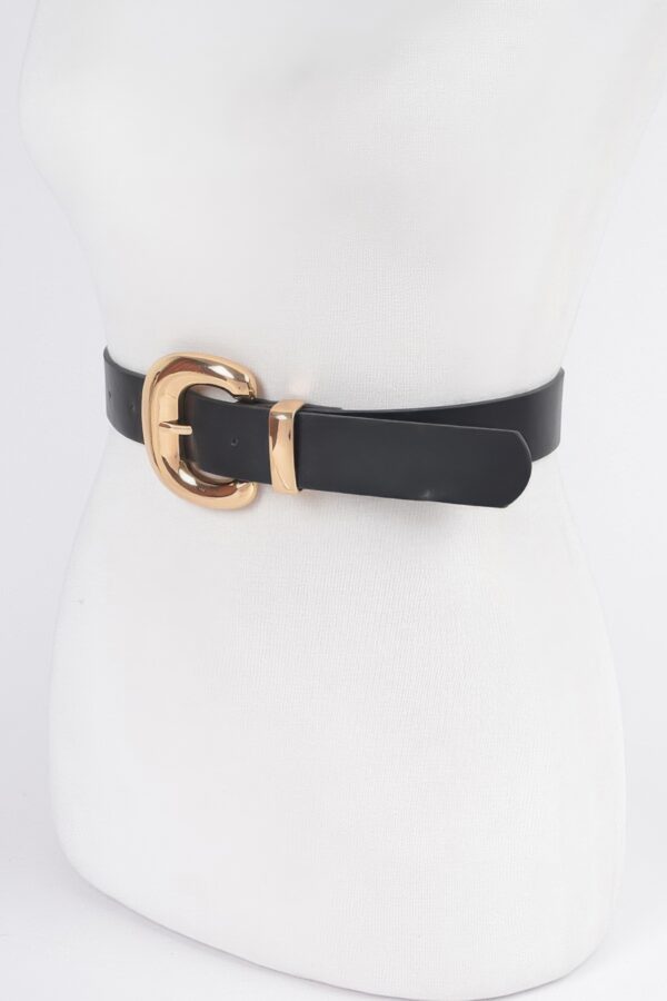 PU Faux Leather Belt with Metal Buckle – Streamlined Style