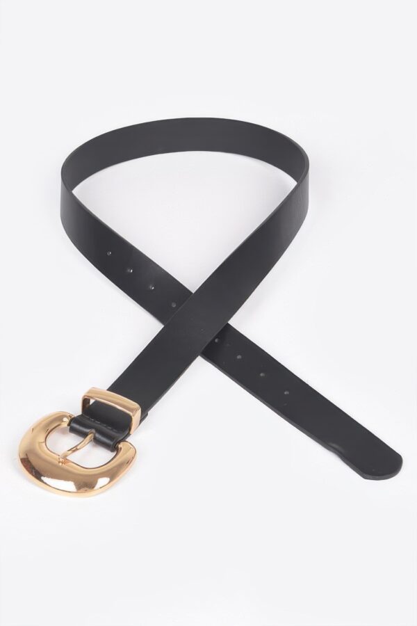 PU Faux Leather Belt with Metal Buckle – Streamlined Style