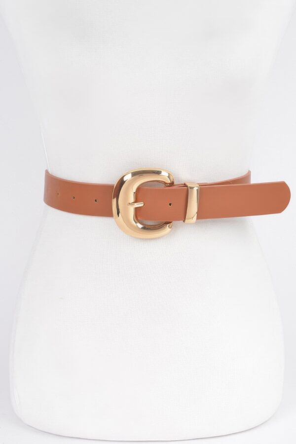PU Faux Leather Belt with Metal Buckle – Streamlined Style