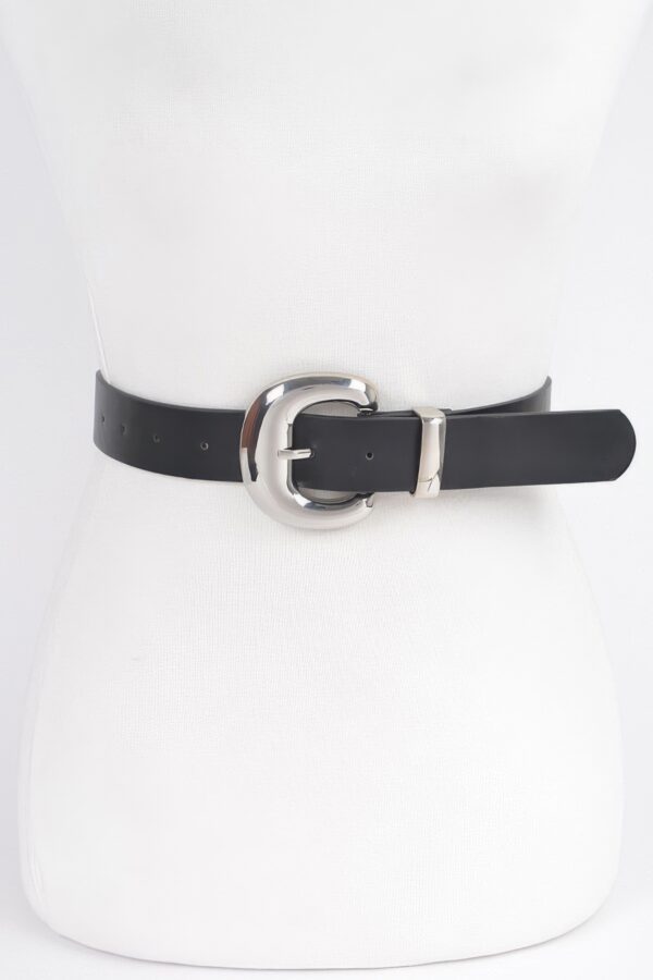 PU Faux Leather Belt with Metal Buckle – Streamlined Style