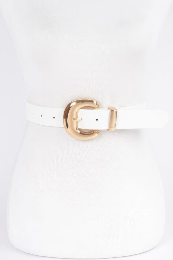 PU Faux Leather Belt with Metal Buckle – Streamlined Style