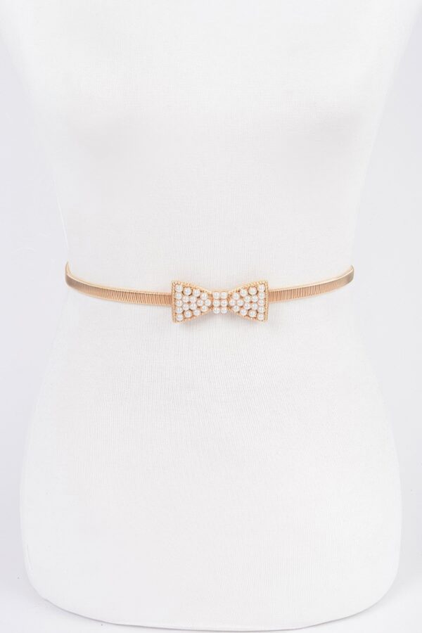 Bow-Accent Stretch Belt – Elastic Band with Iron Detail