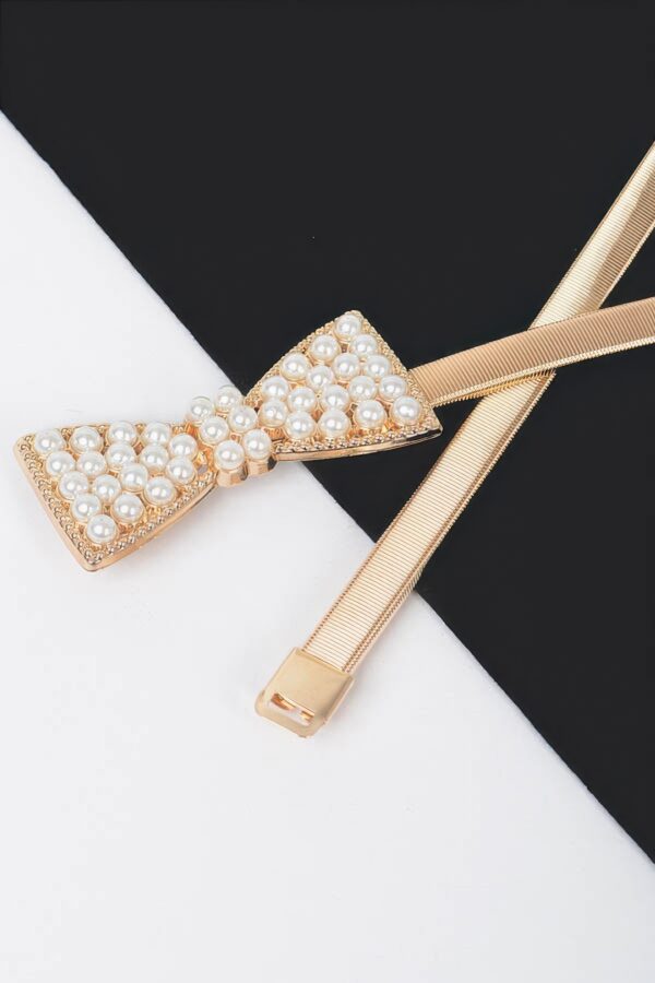 Bow-Accent Stretch Belt – Elastic Band with Iron Detail