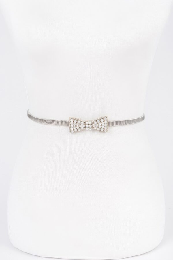 Bow-Accent Stretch Belt – Elastic Band with Iron Detail