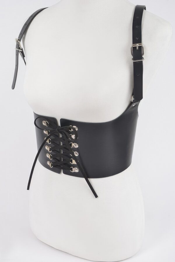 Vegan Leather Corset Harness Belt with Metal Buckles