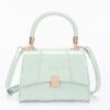 Patent-Style Flap Crossbody Bag with Gold Handle
