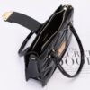 Embossed Enamel Handle Clutch – Structured Faux Leather