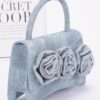 Rhinestone Flower Top-Handle Bag – Denim & Faux Leather