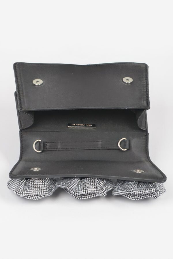 Rhinestone Flower Top-Handle Bag – Denim & Faux Leather