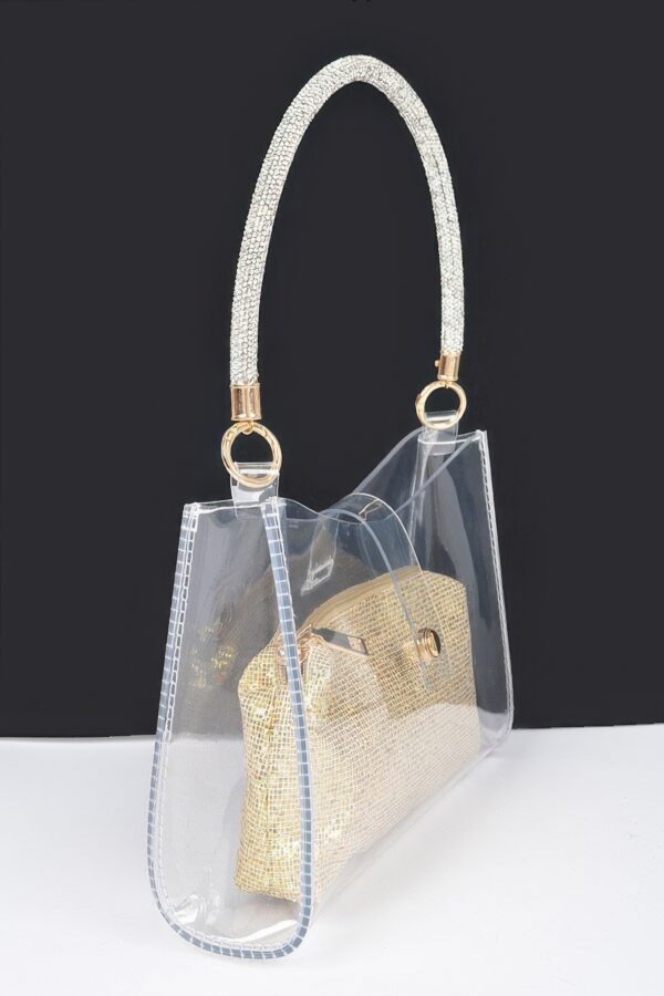 Clear Hobo Bag with Rhinestone Handle – Small