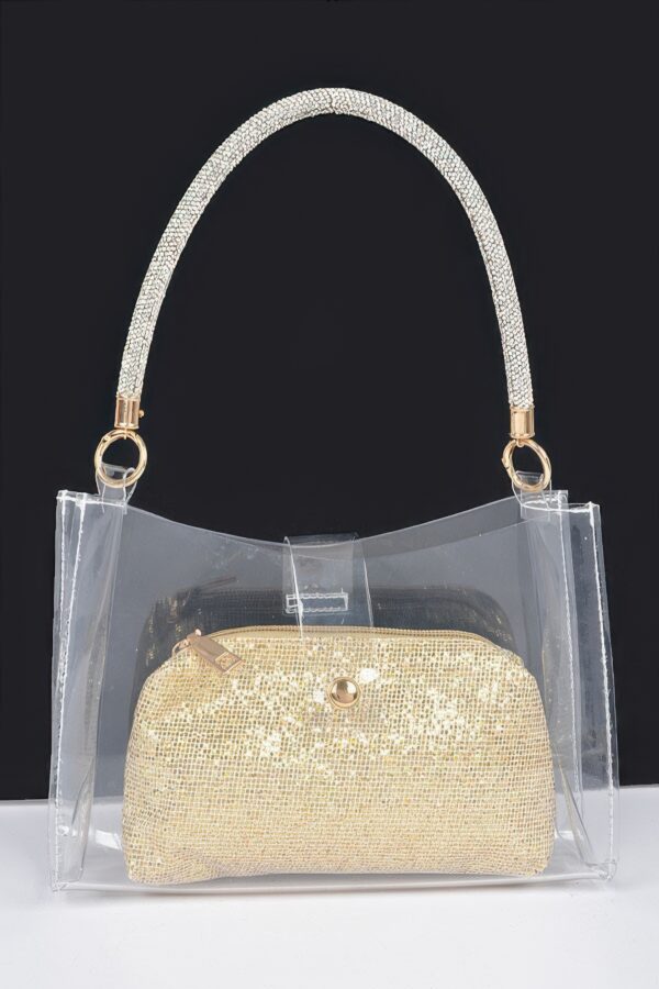 Clear Hobo Bag with Rhinestone Handle – Small