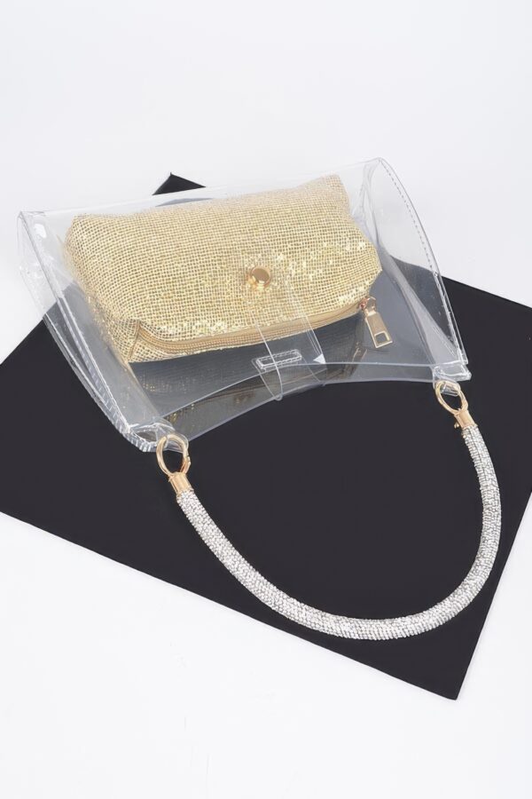 Clear Hobo Bag with Rhinestone Handle – Small
