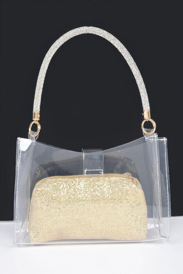 Clear Hobo Bag with Rhinestone Handle – Small