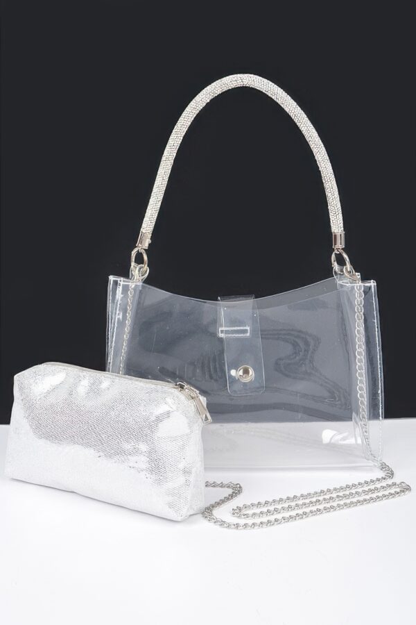 Clear Hobo Bag with Rhinestone Handle – Small