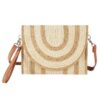 Two-Tone Sequin Straw Clutch with Brown Strap