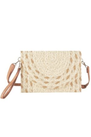 Mixed-Color Straw Clutch & Crossbody Bag