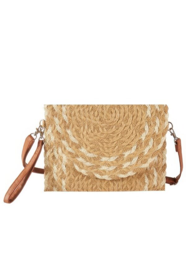 Mixed-Color Straw Clutch & Crossbody Bag