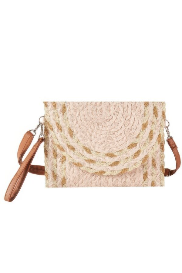 Mixed-Color Straw Clutch & Crossbody Bag