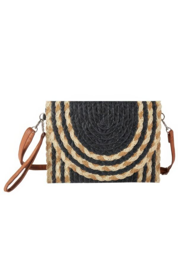 Mixed-Color Straw Clutch & Crossbody Bag
