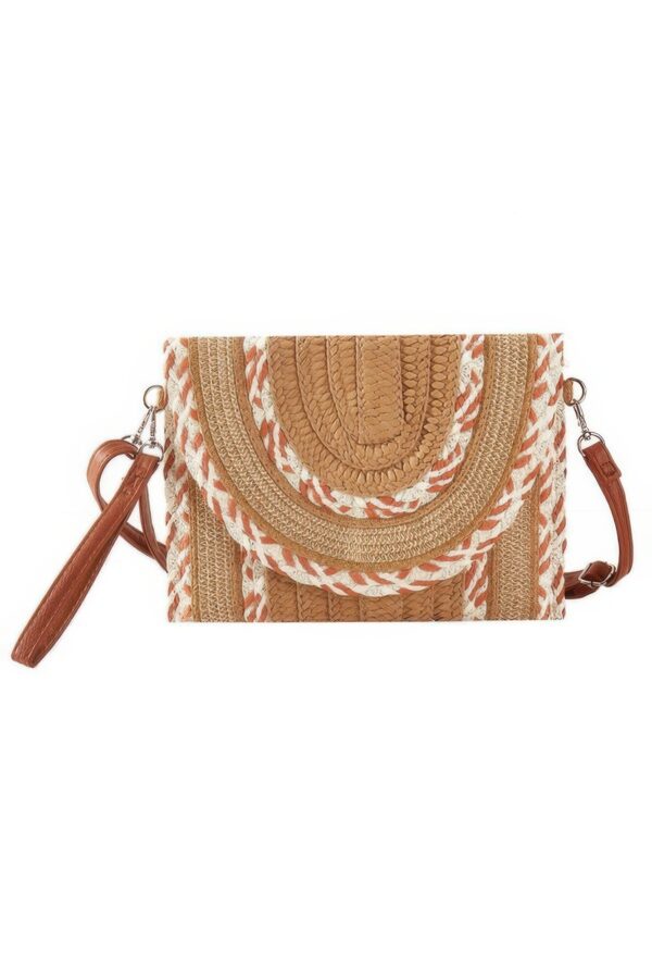 Multi-Pattern Faux Straw Clutch & Crossbody Bag