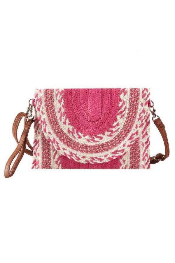 Multi-Pattern Faux Straw Clutch & Crossbody Bag
