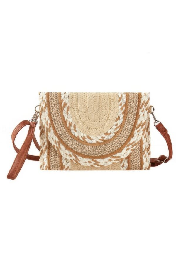 Multi-Pattern Faux Straw Clutch & Crossbody Bag
