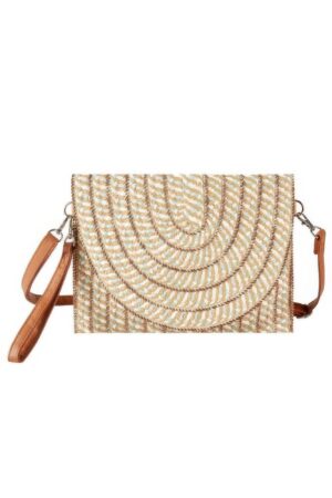 Multi-Color Woven Straw Clutch – Convertible Crossbody
