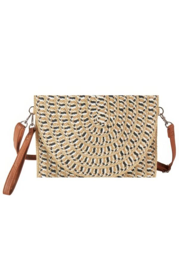Multi-Color Woven Straw Clutch – Convertible Crossbody