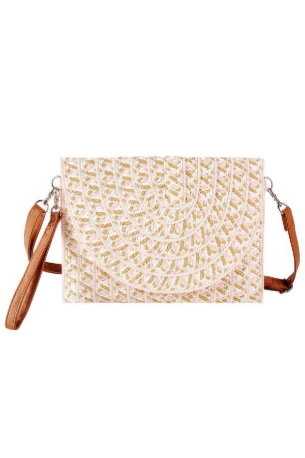 Multi-Color Woven Straw Clutch – Convertible Crossbody