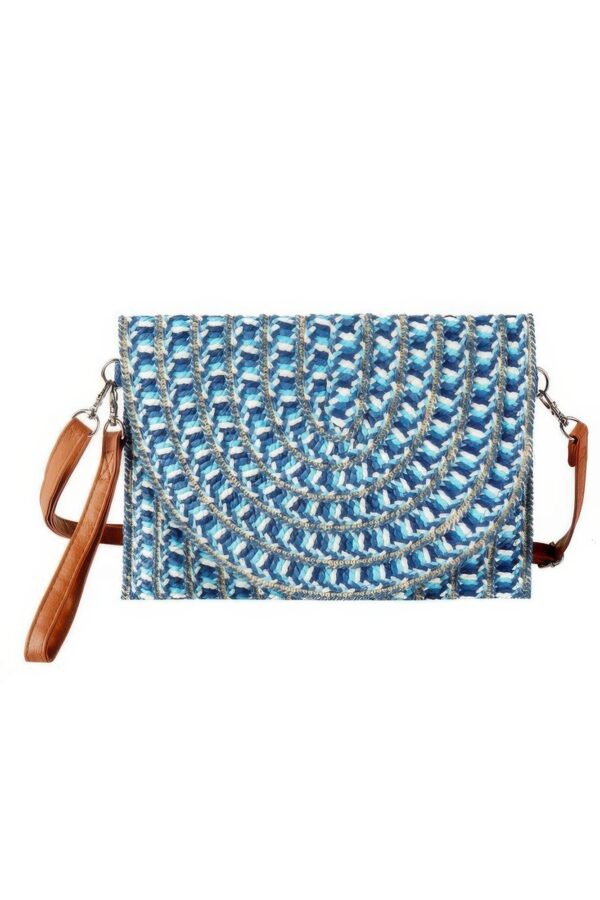 Multi-Color Woven Straw Clutch – Convertible Crossbody