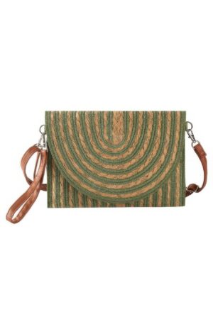 Straw Clutch Crossbody with Gold Threads – Mixed Color