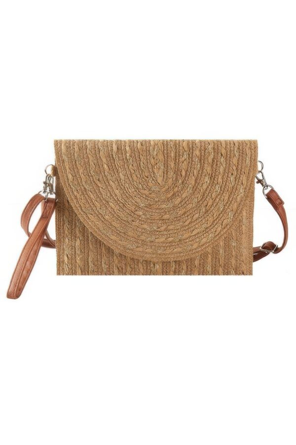 Straw Clutch Crossbody with Gold Threads – Mixed Color