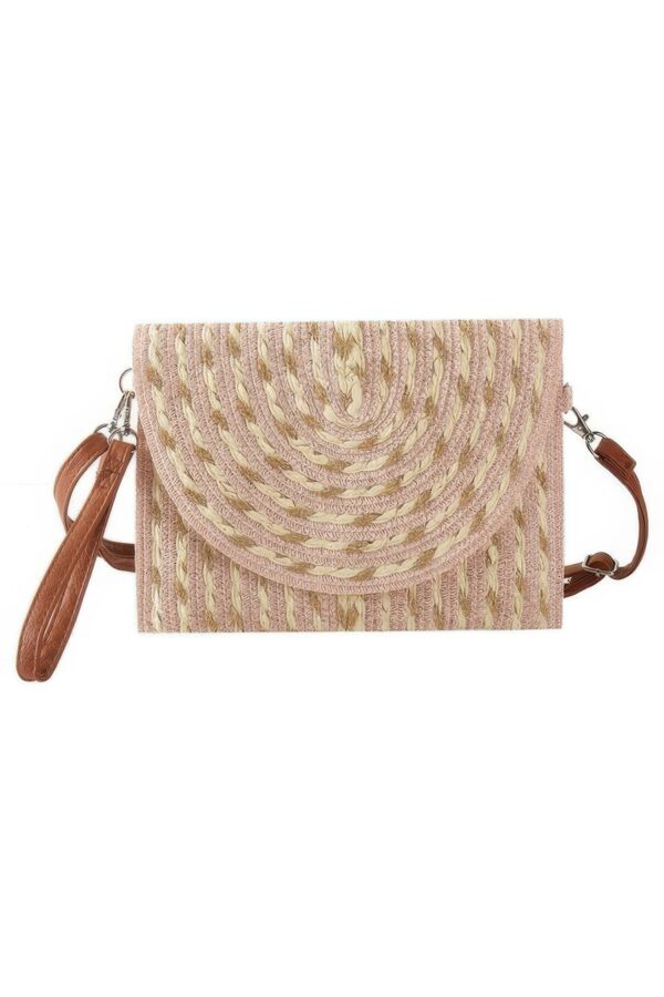 Straw Clutch Crossbody with Gold Threads – Mixed Color