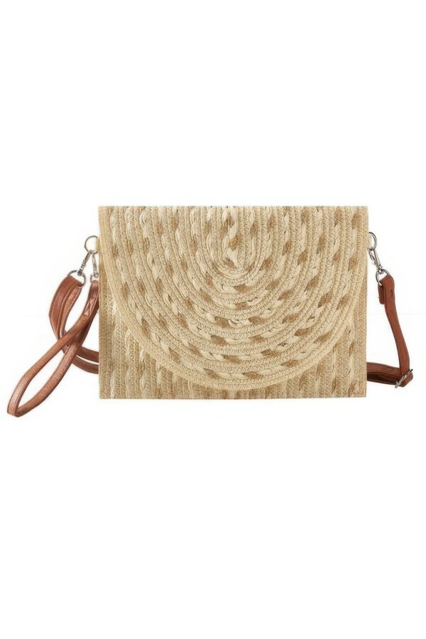 Straw Clutch Crossbody with Gold Threads – Mixed Color