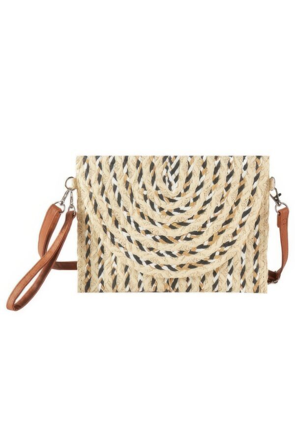 Multi-Color Straw Clutch & Crossbody Bag – Woven Paper