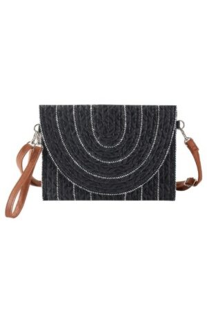 Stitched Straw Clutch & Convertible Crossbody Bag