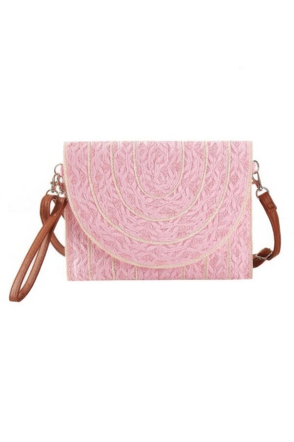 Stitched Straw Clutch & Convertible Crossbody Bag