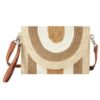 Metallic-Trim Multicolor Straw Clutch Crossbody Bag
