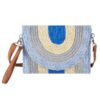Metallic-Trim Multicolor Straw Clutch Crossbody Bag