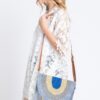 Metallic-Trim Multicolor Straw Clutch Crossbody Bag